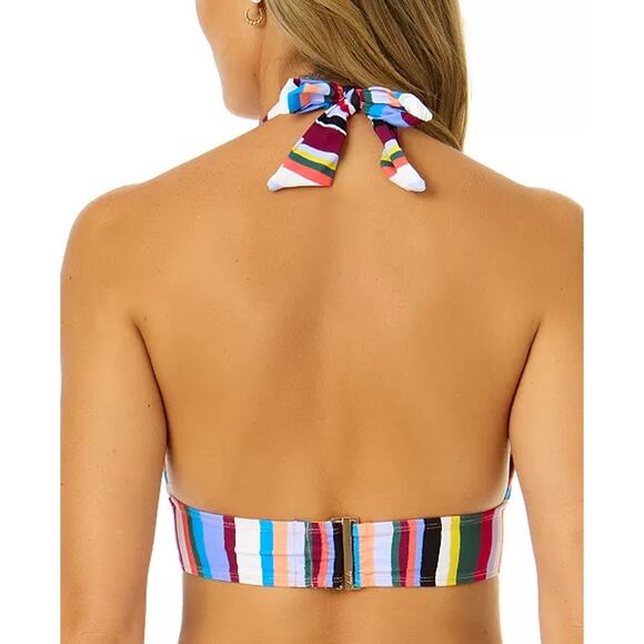 NEW Anne Cole Striped Bikini Set Size XS D Cup Ruched Swim Suit Halter NWT - Picture 3 of 14